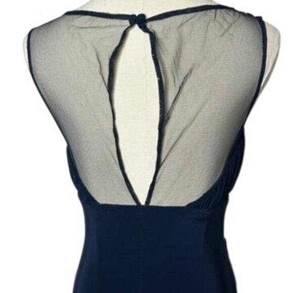 Stunning Black Mesh Sheer Prom Cocktail Dress Womens S Sequin Formal 90s Y2K - Picture 13 of 16